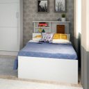 Ver imagem 2 de Quarto de Solteiro Completo com Guarda-Roupa com Espelho, Cama Console, Escrivaninha e Nicho Móveis