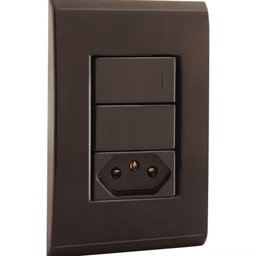 Conjunto 4x2 com 1 Interruptor Simples 10 A 250 V e 1 Tomada 2P+T 10 A 250 V Tramontina Liz Grafite  - 2