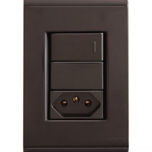 Conjunto 4x2 com 1 Interruptor Simples 10 A 250 V e 1 Tomada 2P+T 10 A 250 V Tramontina Liz Grafite 
