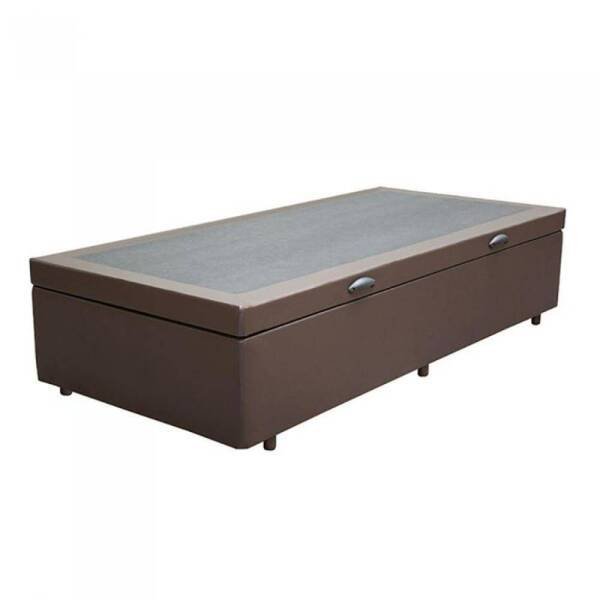 Cama Box Baú Solteiro Luxo Sintético Marrom 40x88x188 - 2