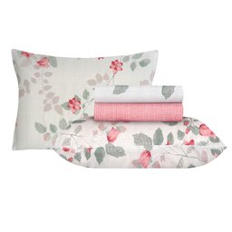 Jogo de Cama Duplo 140 Fios Realce Premium Adele Rosa e Cinza Sultan - 2