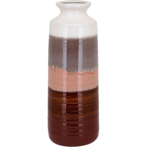 Vaso Decorativo Enfeite Casa Cerâmica 40x15x15cm Marrom