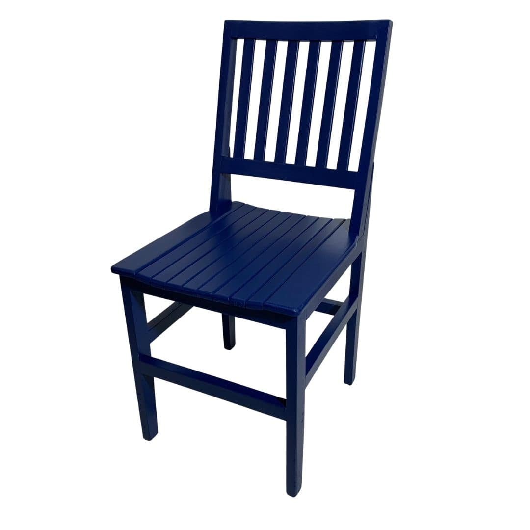 Cadeira de Madeira Maciça para Mesa de Jantar e Cozinha - Azul