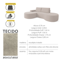 Ver imagem 4 de Sofá Living 02 Lugares com Molas Ensacadas no Assento Tecido Bouclé Bege 2,45m