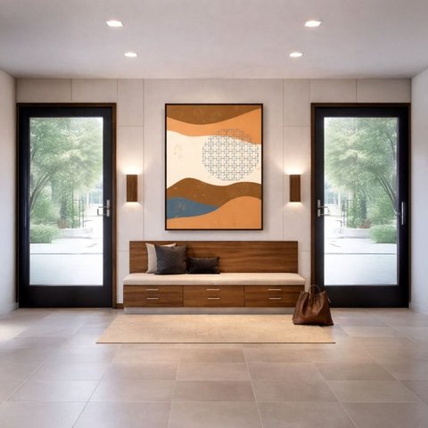 Quadro Canvas Abst. Japonês Minimalista 60x40cm Mold Branca