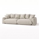 Ver imagem 2 de Sofá Cama Modular Orgânico Retrátil 4 Lugares Base Madeira Maciça 290cm Marrocos
