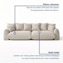 Ver imagem 6 de Sofá Cama Modular Orgânico Retrátil 4 Lugares Base Madeira Maciça 290cm Marrocos