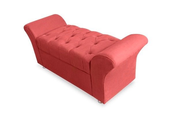 CONJUNTO CABECEIRA BOX QUEEN 160CM COSTA RICA + RECAMIER BARCELONA SUEDE VERMELHO - DUBAI DECOR - 4