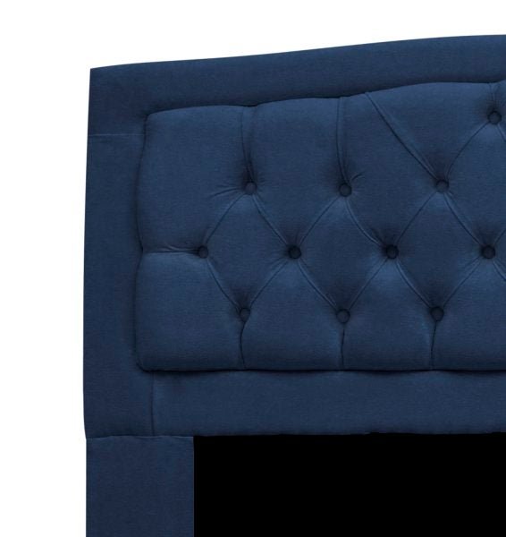 CONJUNTO CABECEIRA BOX QUEEN 160CM COSTA RICA + RECAMIER BARCELONA SUEDE AZUL MARINHO- DUBAI DECOR - 3