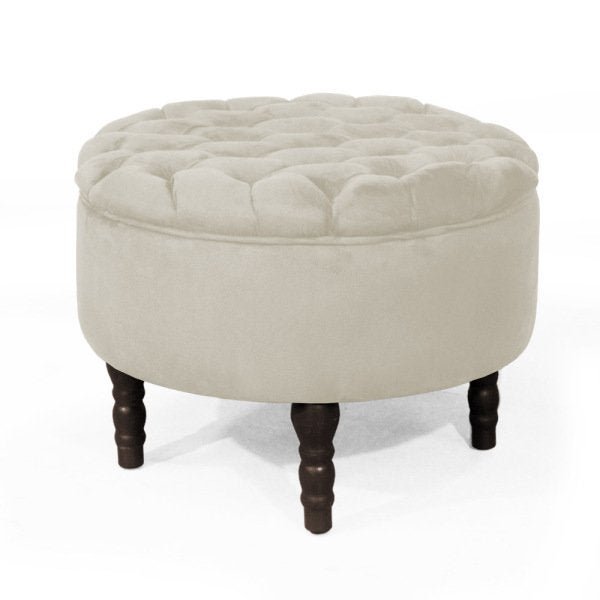 Puff Decorativo Luna Redondo 60x60 Suede Bege - 3