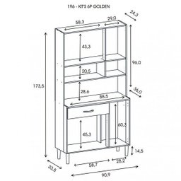 Armário de Cozinha 6 Portas 1 Gaveta Kit Golden Kits Paraná - 4