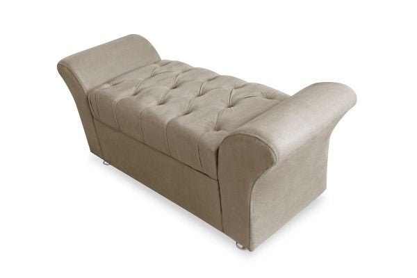 CONJUNTO CABECEIRA BOX CASAL 140CM COSTA RICA+RECAMIER BARCELONA SUEDE BEGE - DUBAI DECOR - 4