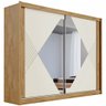 Guarda-Roupa Casal Santorini 2 Portas 4 Gavetas Espelhado 100% Mdf Amendoa/Off White - Europa Móveis - 2