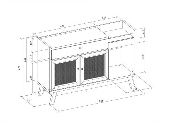 Aparador Buffet Piemonte Carvalho/Off White Linea Brasil - 6