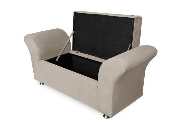 CONJUNTO CABECEIRA BOX SOLTEIRO 100CM COSTA RICA + RECAMIER BARCELONA SUEDE BEGE - VH MOVEIS - 5