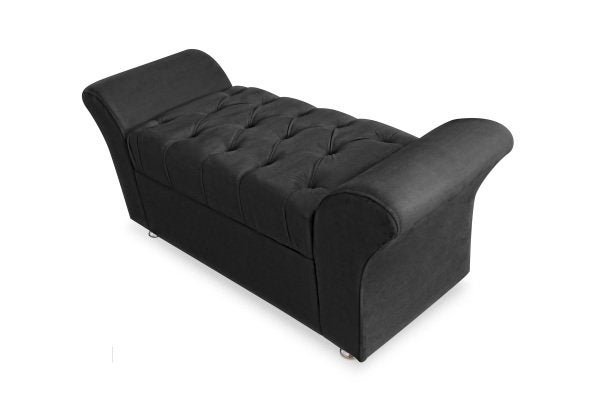 CONJUNTO CABECEIRA BOX CASAL 140CM COSTA RICA+RECAMIER BARCELONA SUEDE PRETO - VH MOVEIS - 4