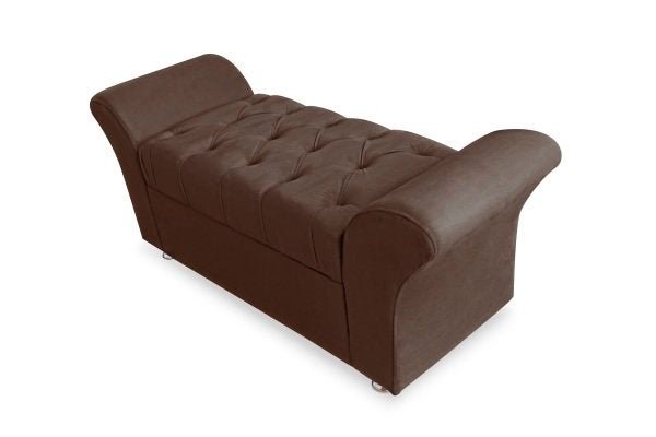 CONJUNTO CABECEIRA BOX SOLTEIRO 90CM COSTA RICA + RECAMIER BARCELONA SUEDE MARROM - VH DECOR - 4