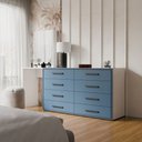 Ver imagem 1 de Cômoda Dublin 8 Gavetas com Espelho Azul/Branco - Panorama Móveis