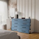 Ver imagem 2 de Cômoda Dublin 8 Gavetas com Espelho Azul/Branco - Panorama Móveis