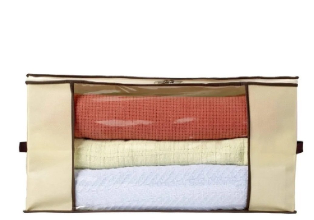 Caixa Organizadora Tamanho M (0,60m x 0,45m x 0,30m) Cor Marfim - Kit com 02 Unid. - 2
