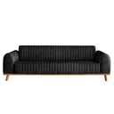 Ver imagem 2 de Sofá Living Átila Couro Ecológico Preto, 2,30 Metros, Design Retrô.