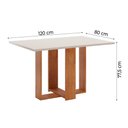 Ver imagem 2 de Mesa de Jantar Milani 1,20m 4 Lugares Mel Off White Viero