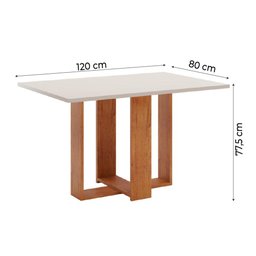 Mesa de Jantar Milani 1,20m 4 Lugares Mel Off White Viero - 2