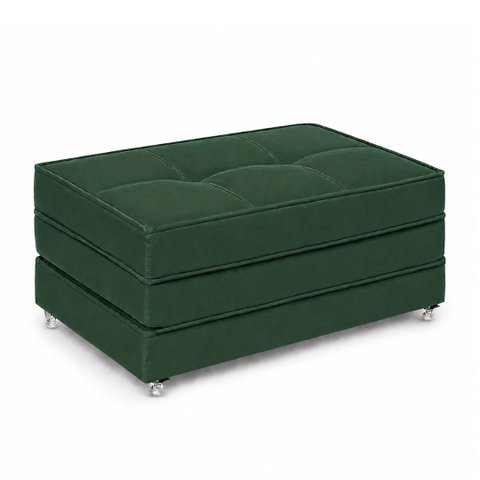 Puff Dobravel Cama Solteiro 90 com Rodinhas: Suede Verde Militar