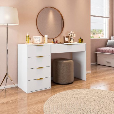 Penteadeira com 5 Gavetas 136cm Multimóveis Crrui-PEN001 Branco