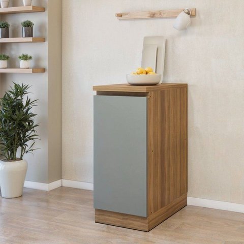 Balcão 1 Porta com Rodapé 40cm 100% MDF Rainha Verde/Nature