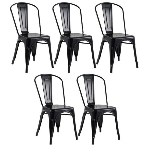 Kit 5 Cadeiras Iron Tolix - Preto - Semibrilho