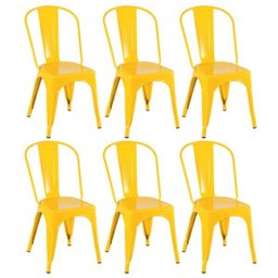 Kit 6 Cadeiras Iron Tolix - Amarelo - 1