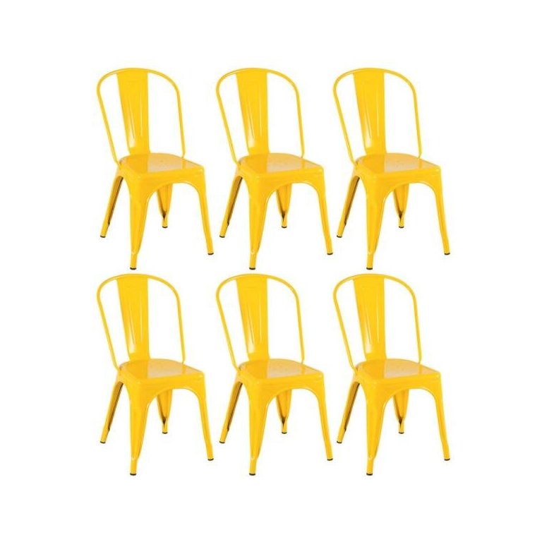 Kit 6 Cadeiras Iron Tolix - Amarelo