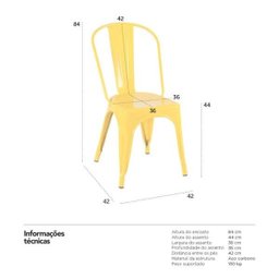 Kit 6 Cadeiras Iron Tolix - Amarelo - 7