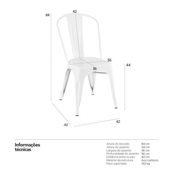 Kit 6 Cadeiras Iron Tolix - Branco - 7