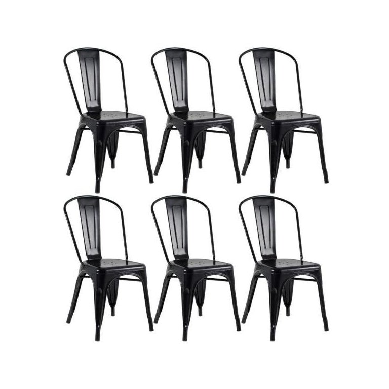 Kit 6 Cadeiras Iron Tolix - Preto - Semibrilho