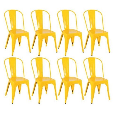 Kit 8 Cadeiras Iron Tolix - Amarelo