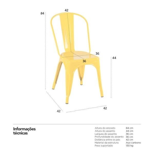 Kit 8 Cadeiras Iron Tolix - Amarelo - 7