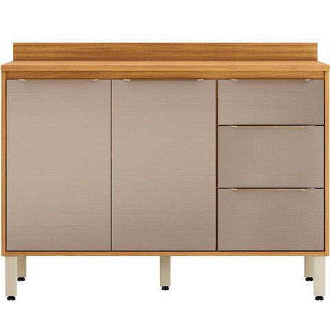 Balcão de Pia com Tampo 120 cm 2 Portas Valena Cinamon/Nude