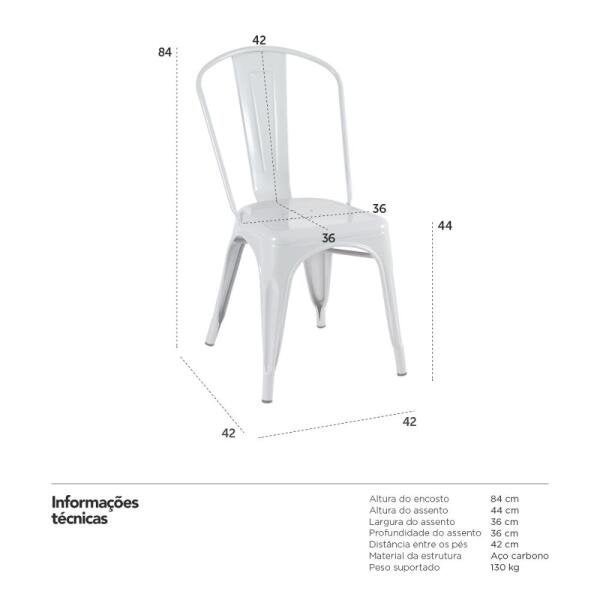 Kit 4 Cadeiras Iron Tolix - Cinza Claro - 7