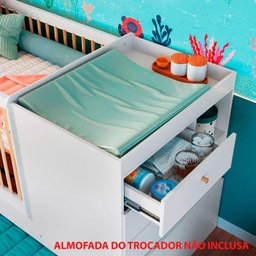 Berço Cama Multifuncional + Cama Auxiliar sem Colchão Linha Bb Branco Bb023 Completa Móveis - 4