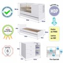 Ver imagem 4 de Berço para Quarto Infantil 2 em 1 com Cama Auxiliar 194 Cm Cor:branco