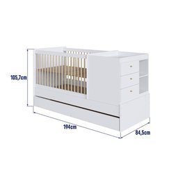 Berço Cama Multifuncional + Cama Auxiliar sem Colchão Linha Bb Branco Bb023 Completa Móveis - 2