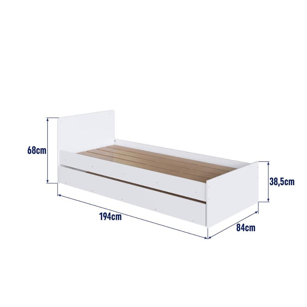 Berço Cama Multifuncional + Cama Auxiliar sem Colchão Branco Bb023 Completa Móveis - 8