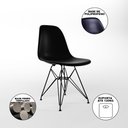 Ver imagem 4 de Mesa Jantar Redonda 110cm Amêndoa Clips 3 Pés com 4 Cadeiras Eames Eiffel Pretas Ferro Preto