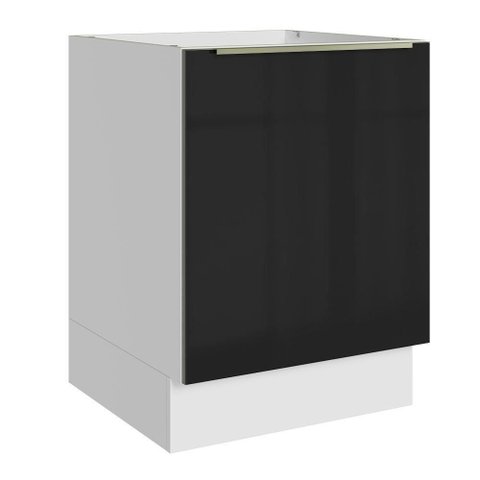 Balcão de Cozinha 60 Cm 1 Porta (sem Tampo) Branco/preto Lux Madesa Branco/preto
