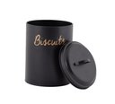 Ver imagem 2 de Porta Biscoitos de Aço Inoxidável com Tampa Estilo Retrô - Preto - 13x17cm