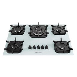 Cooktop À Gás Mueller 5 Bocas Tripla Chama Mesa Vidro Branco - Bivolt - 1