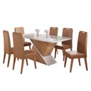 Ver imagem 2 de Conjunto para Sala de Jantar 6 Cadeiras Carvalho Marrom/Mel/Off White