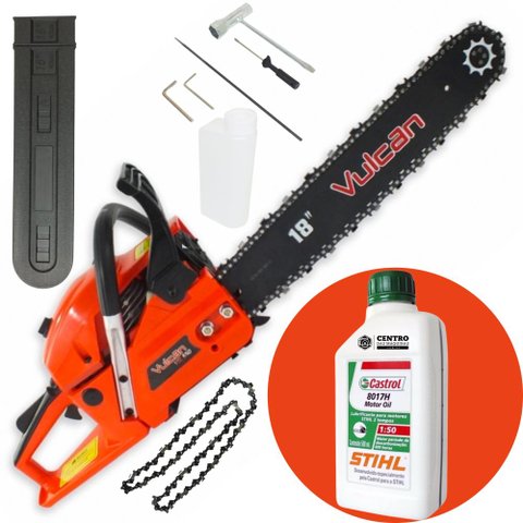 Motosserra Profissional Á Gasolina Vulcan VSL550 2T 55CC 3HP 18 Polegadas + Óleo Castrol Stihl